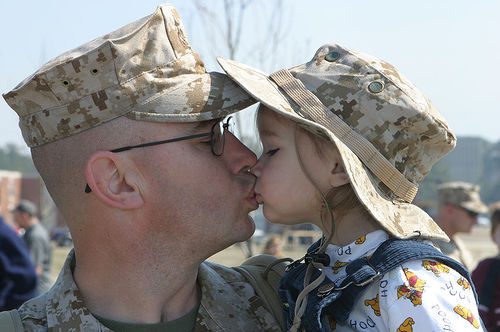 A kiss goodbye by live in iraq.